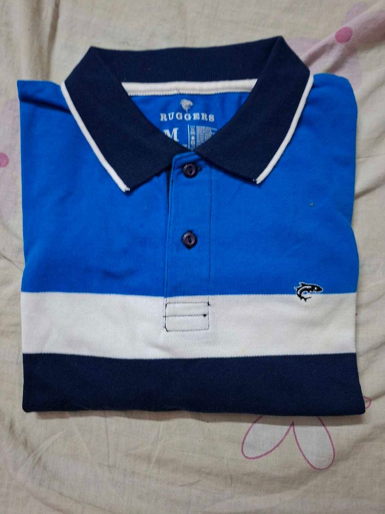 Ruggers Blue Striped Polo Shirt
