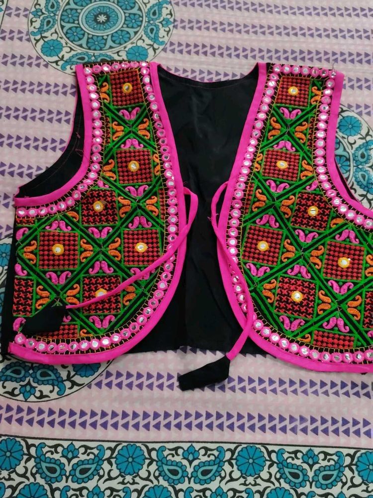 Embroidered Mirror Work Vest Jacket