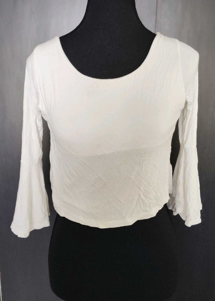 White Bell Sleeve Crop Top