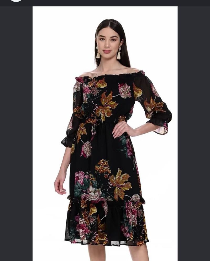 Off-Shoulder Floral Midi Dress