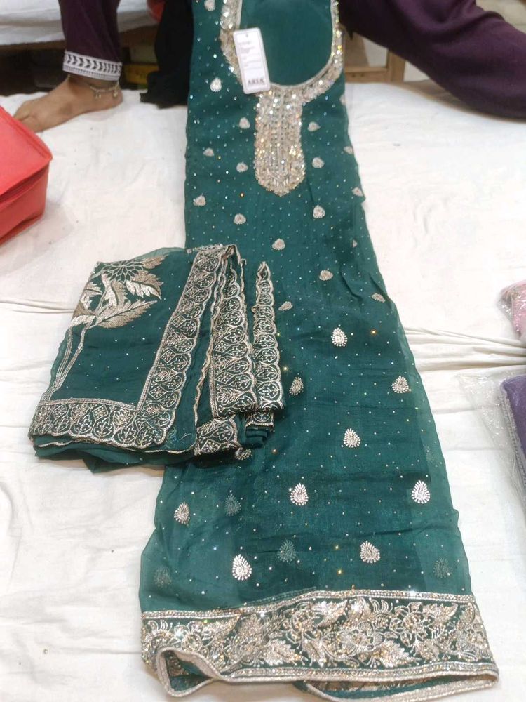 Stunning Green Embellished suit Set