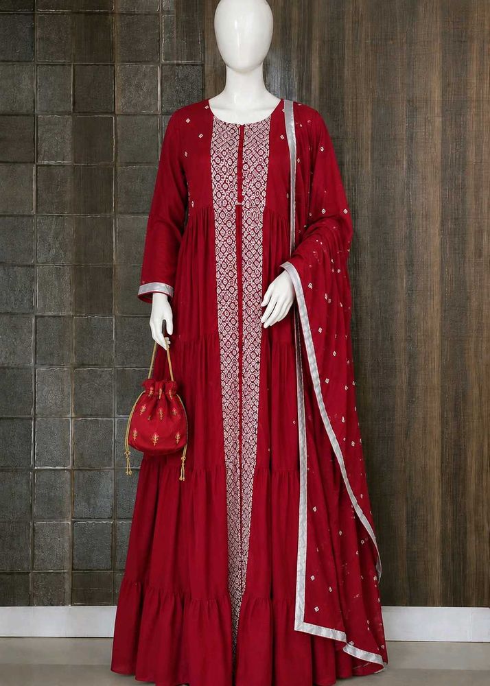 Elegant Maroon Ethnic Gown