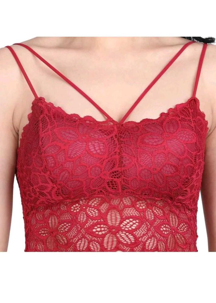 Red Lace Bralette with removable pads