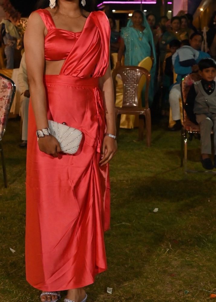 Contemporary Saree Dress Self Designed