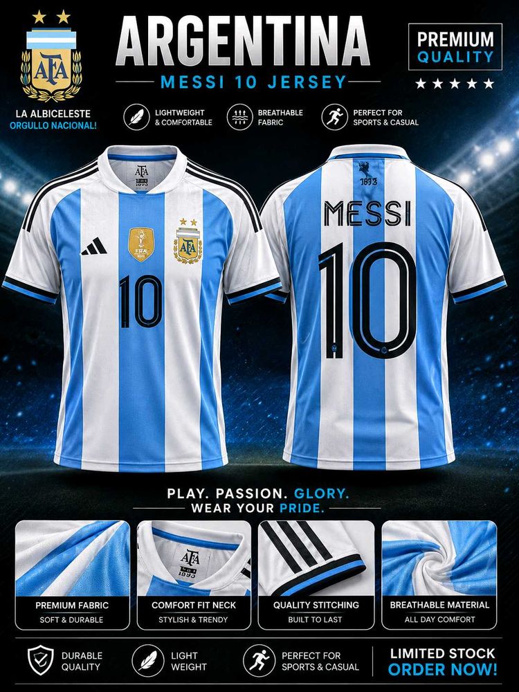 Argentina Messi 10 Football Jersey