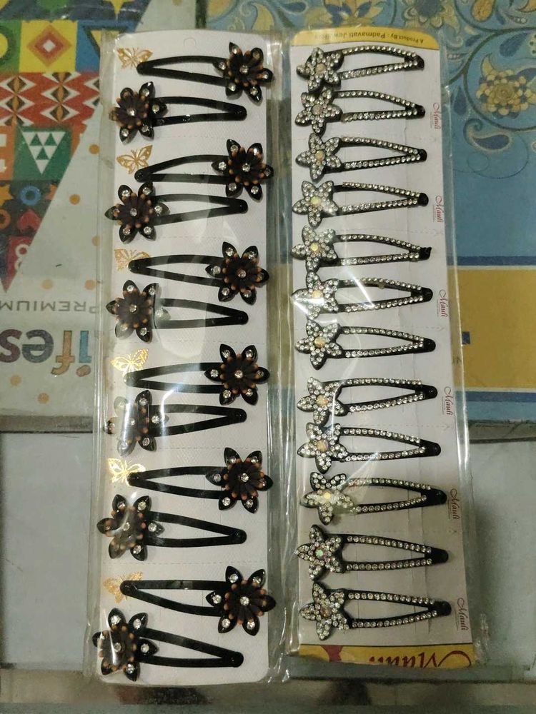 Sparkling Flower &amp; Star Hair Clips Set