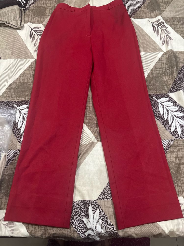 Classic Red and charcoal wide Leg Pants