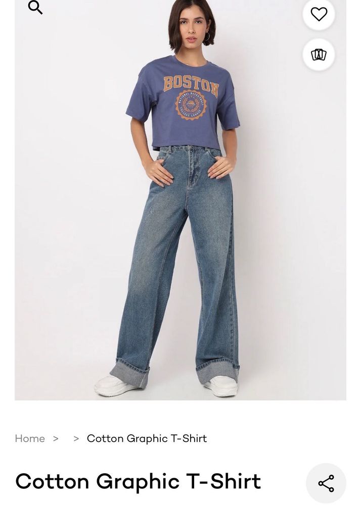 Cotton cropped Graphic Boston T-Shirt