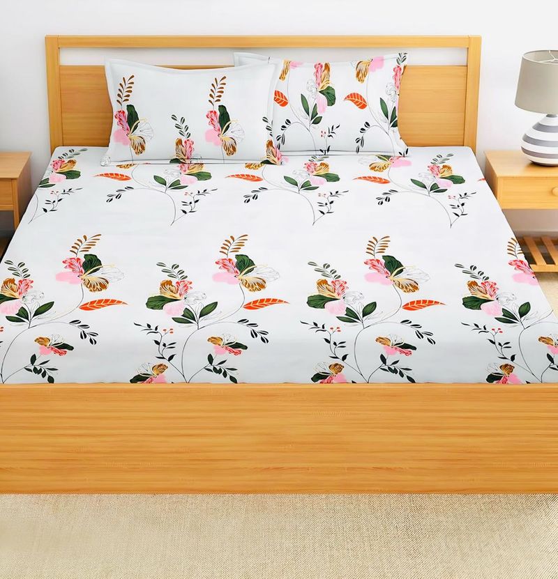 Beautiful Floral double Bedsheet Set