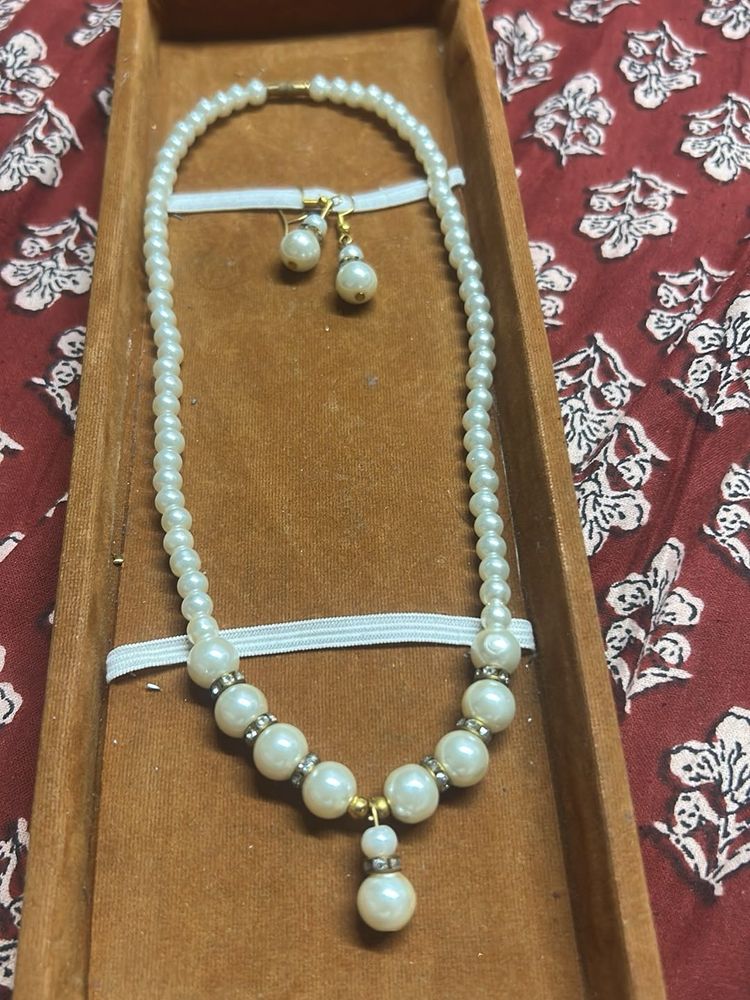 Pearl Necklace and Earring Set