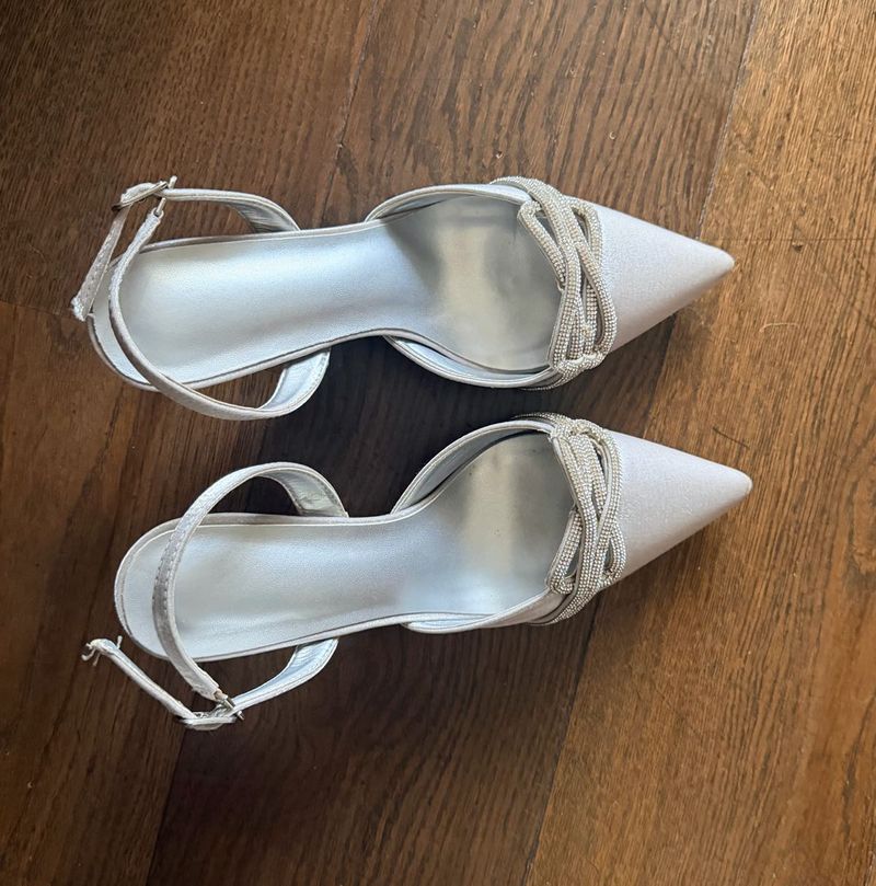 Elegant Silver Embellished Heels