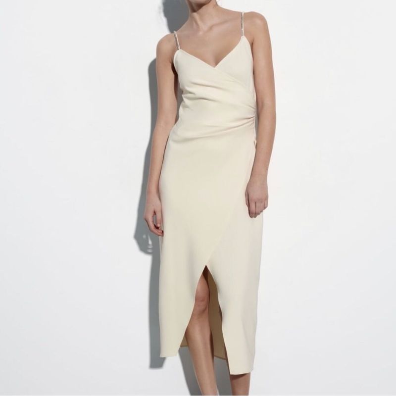 Zara Limited Edition Rhinestone Slit MIDI Dress