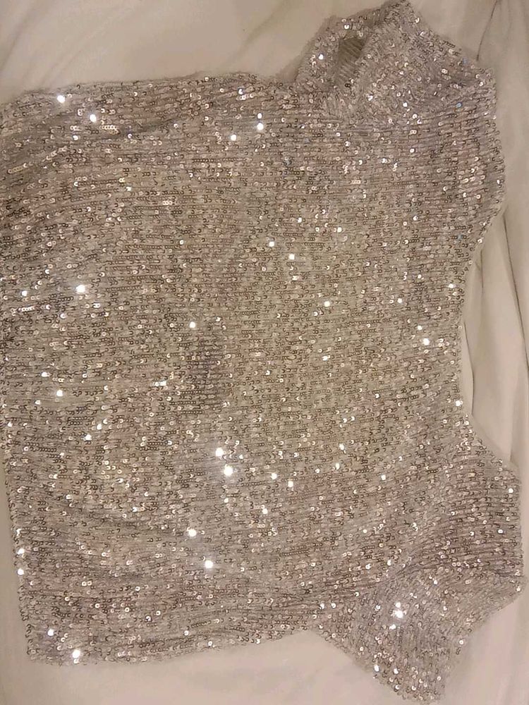 Sparkling Sequin One-Shoulder Top