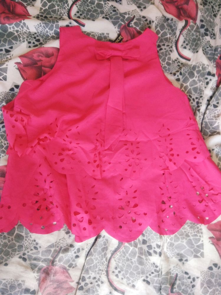 Mirchi Designer Frill Magenta Crop Top