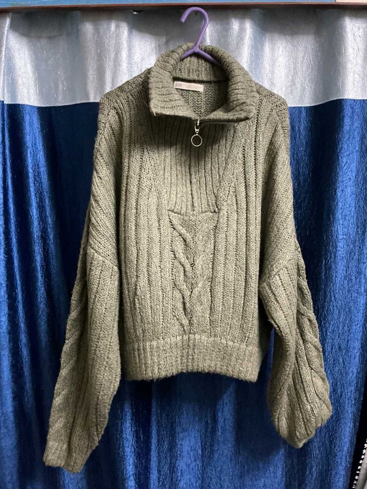 Cozy Cable Knit Quarter Zip Sweater