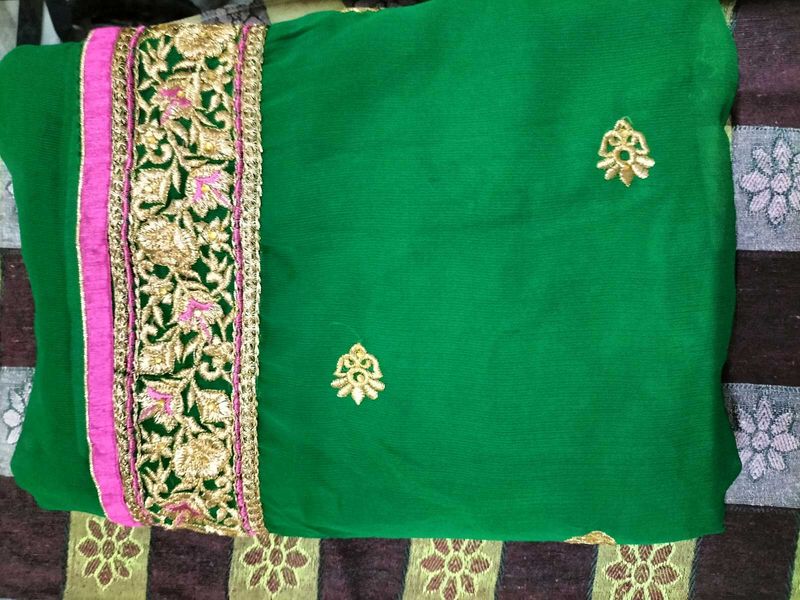 Embroidered Green Saree