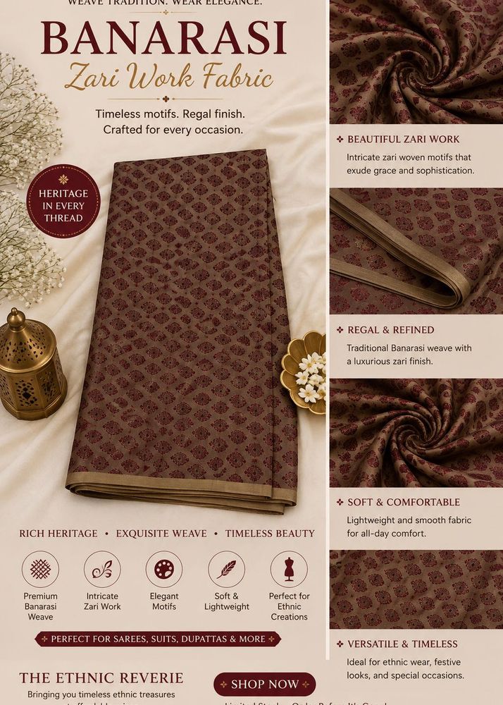 🤎Mauve Banarasi Fabric with zari work