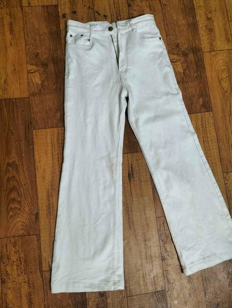 👉🏻🔥Cream Wide Leg Jeans