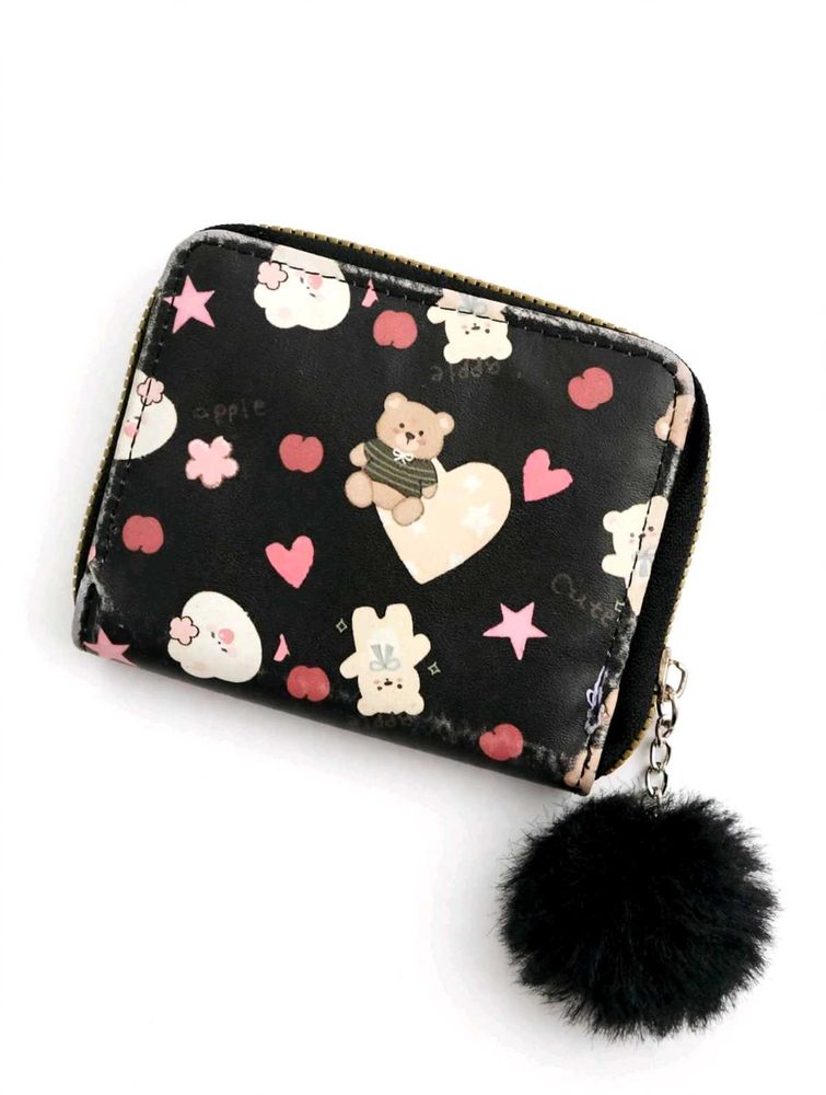 Cute Bear Wallet with Pom