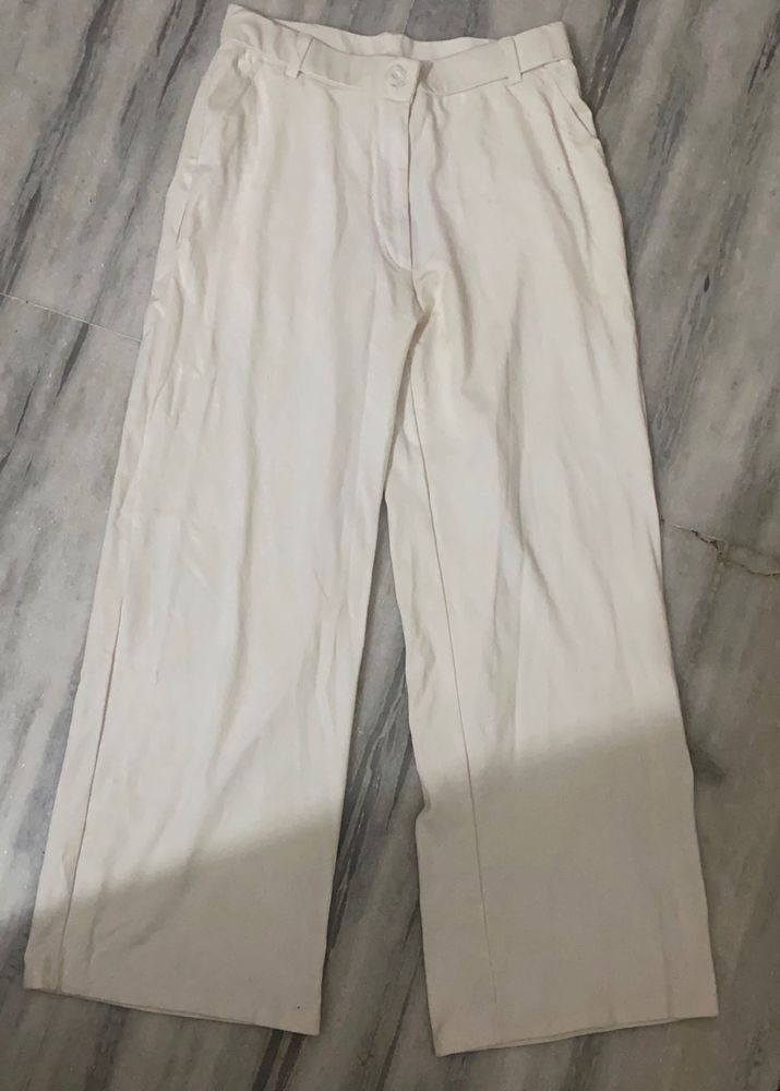 Cream Wide-Leg Trousers