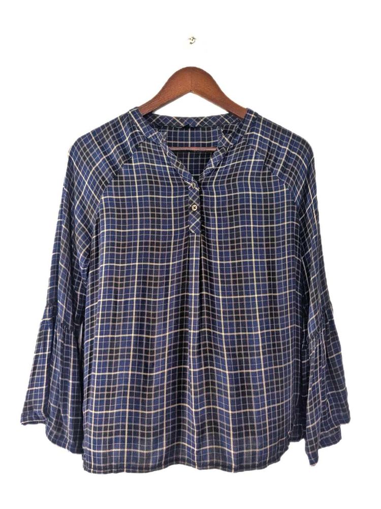 Chic Plaid Bell Sleeve Top