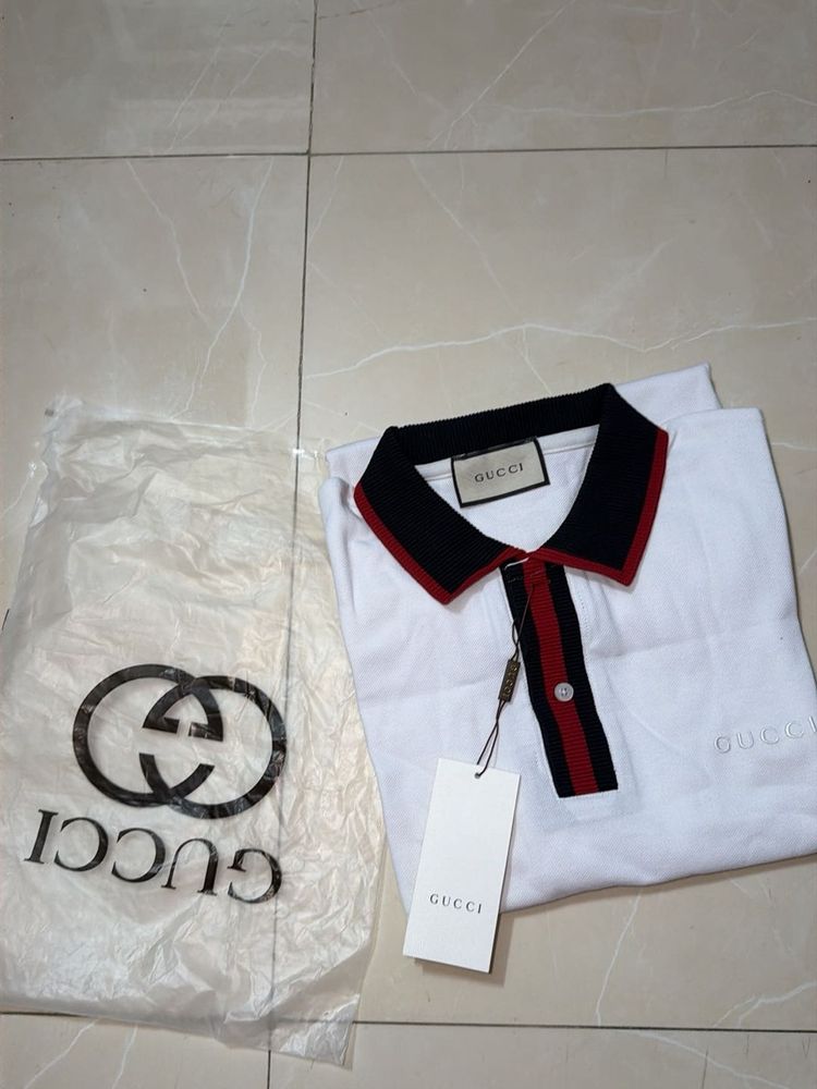 Men Gucci White Polo Tshirt XL size