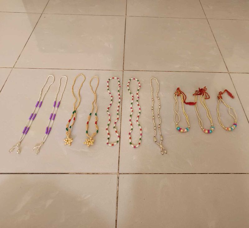 10 Pieces Assorted Beaded Haar Mala Necklaces