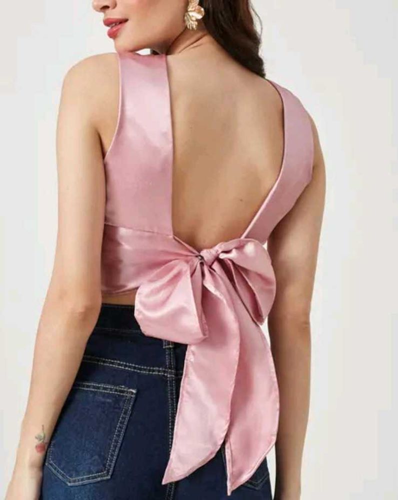 Satin Bow Back Crop Top🎀