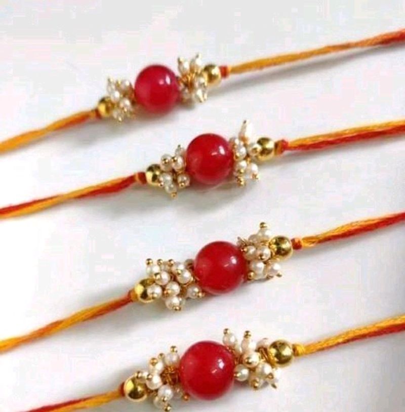 Handmade Rakhi with Red Beads