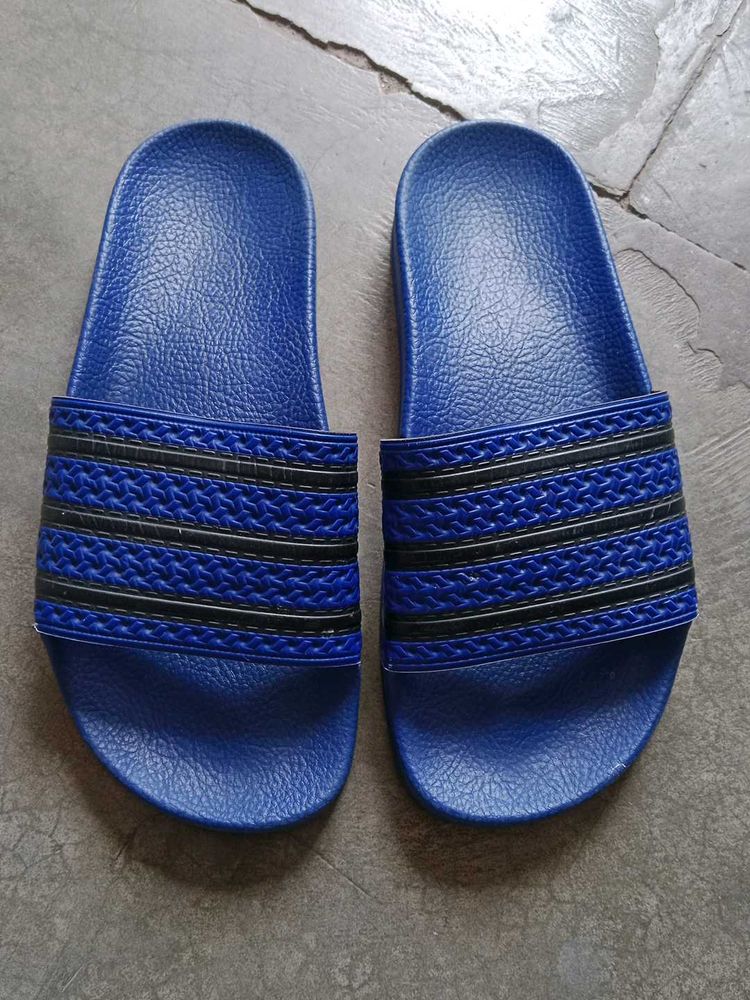 ADIDAS Blue Striped Sliders