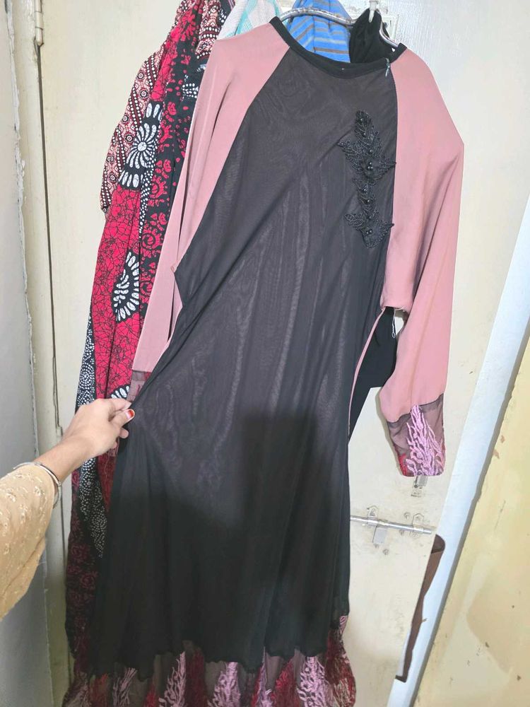 Elegant Abaya Style Gown with Embellishments