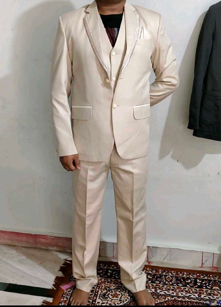 Men's Formal Beige Suit - 5 Piece