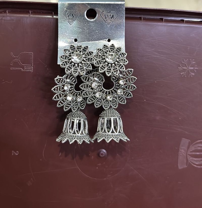 Exquisite Jhumka Earrings with Stone