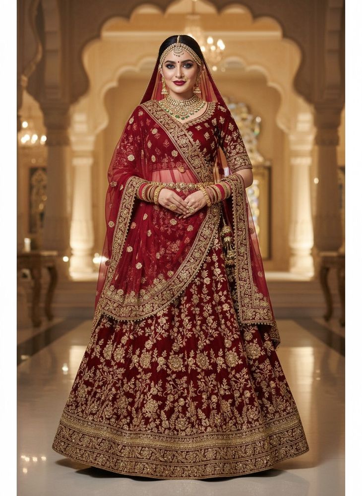Maroon EMBROIDERY LENGHA CHOLI