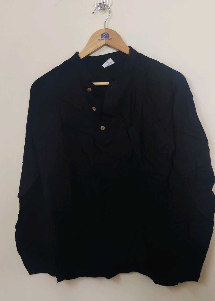 Pure Linen Black Kurta