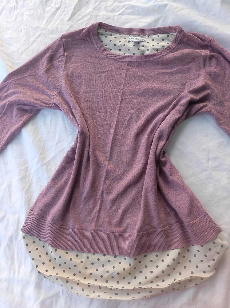 mauve polka dot sweatshirt