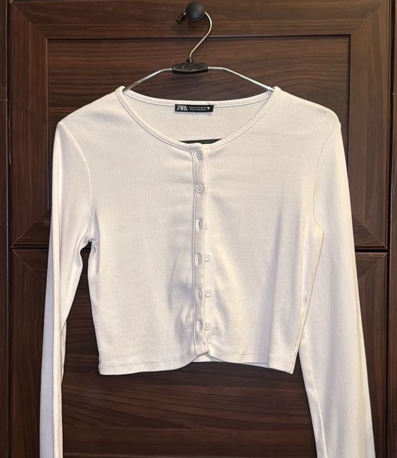 Zara Ribbed Cropped Cardigan
