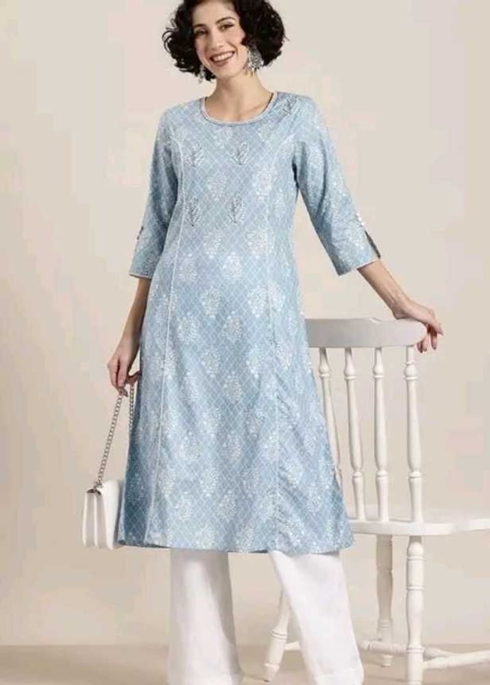 Light Blue Printed Kurta
