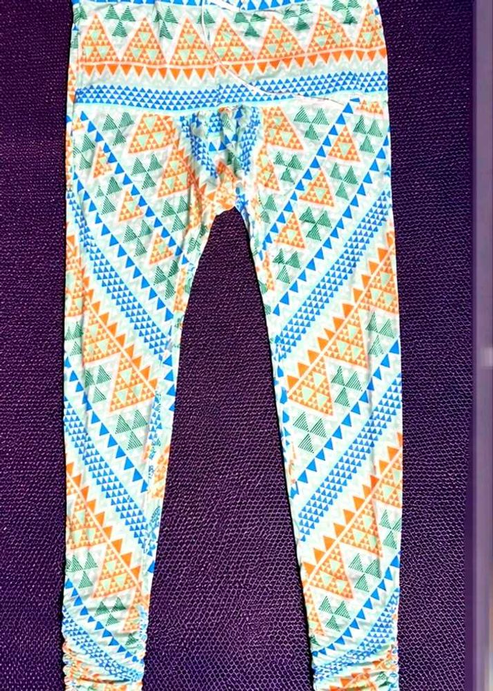 Geometric Print Women's Cotton Churidar Leggings