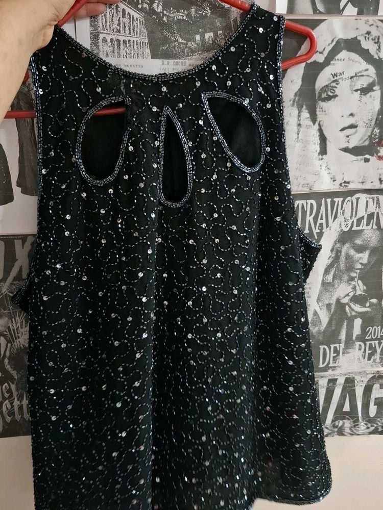 y2k black sequence top 🖤