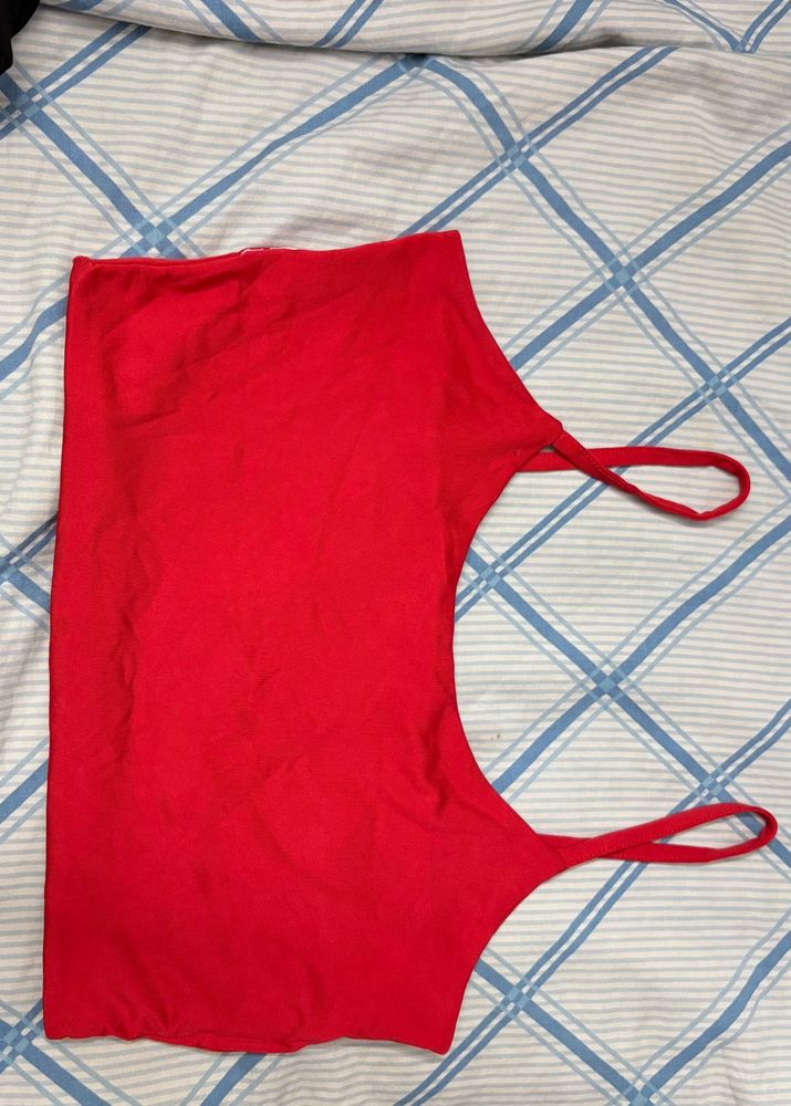 Red Spaghetti Strap Tank Top