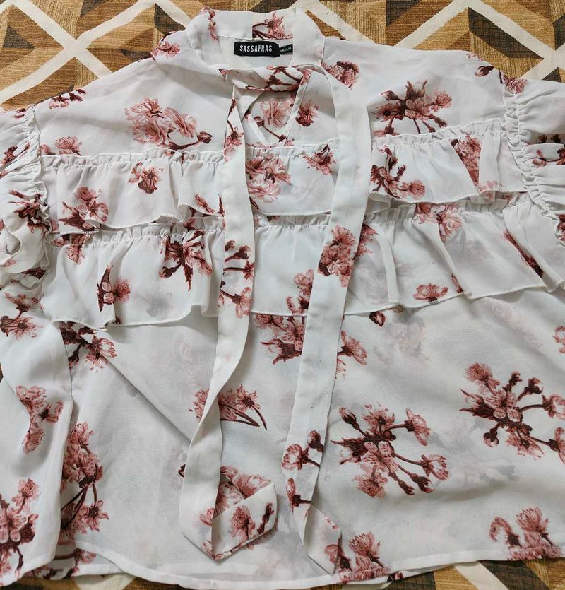 Sassafras Floral Ruffle Blouse
