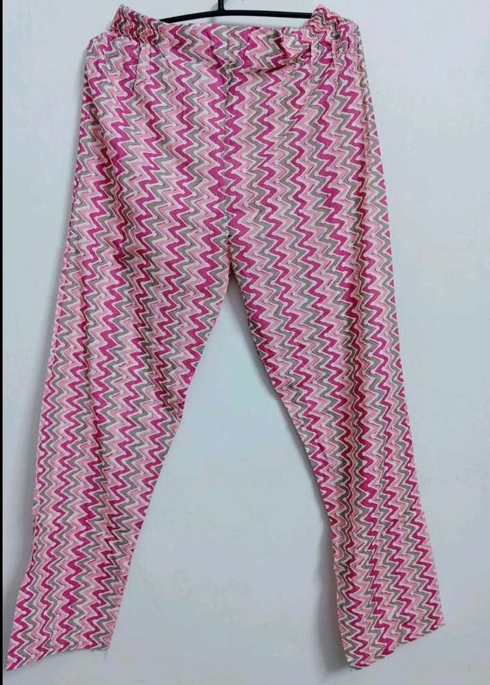 Pink Chevron Print Palazzos