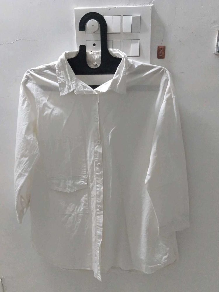 Classic White Button-Up Shirt, pure cotton.