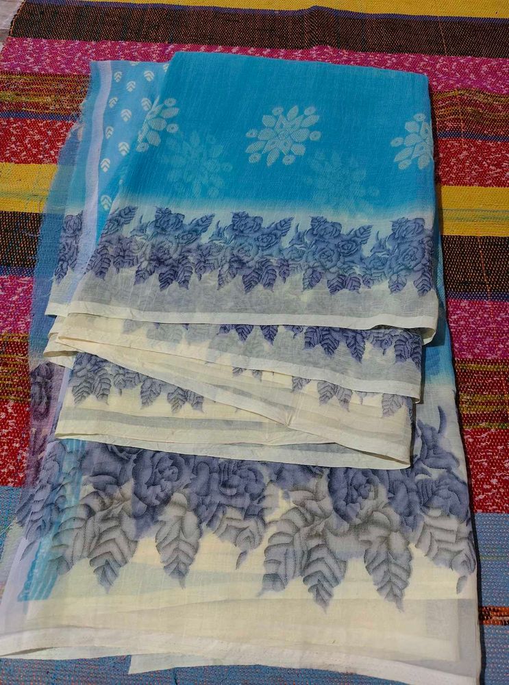 Blue Floral Saree