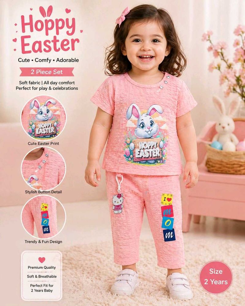 Cute Easter Bunny 2-Piece Set for Girls