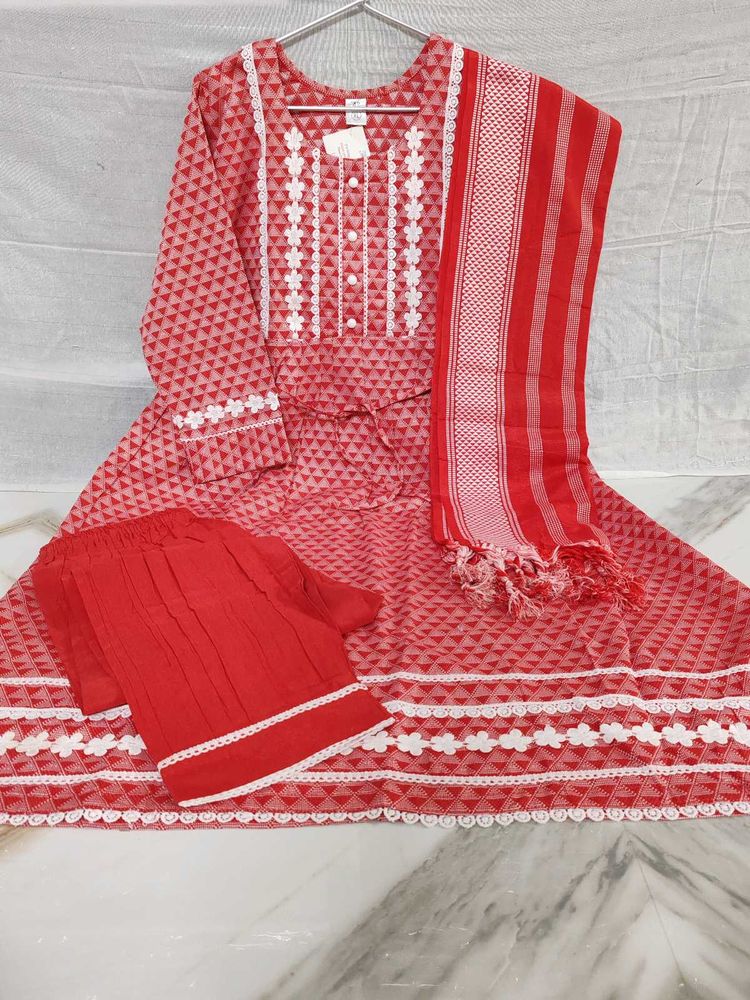 Beautiful Red Kurta Set with Dupatta