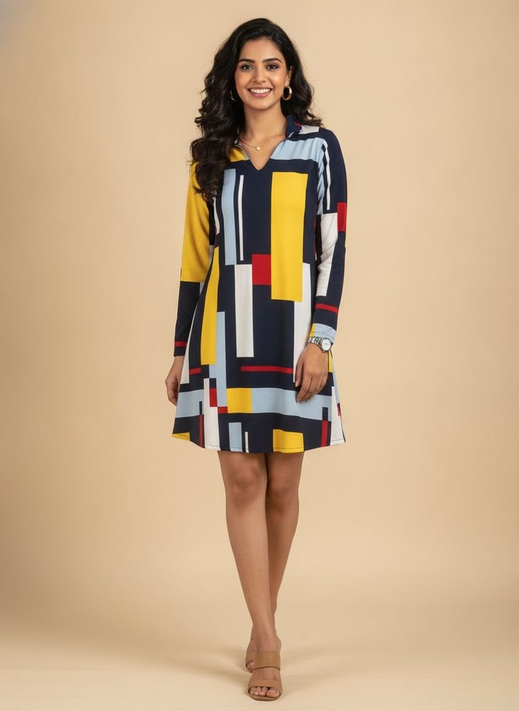 Colorful Geometric Print Mini Dress