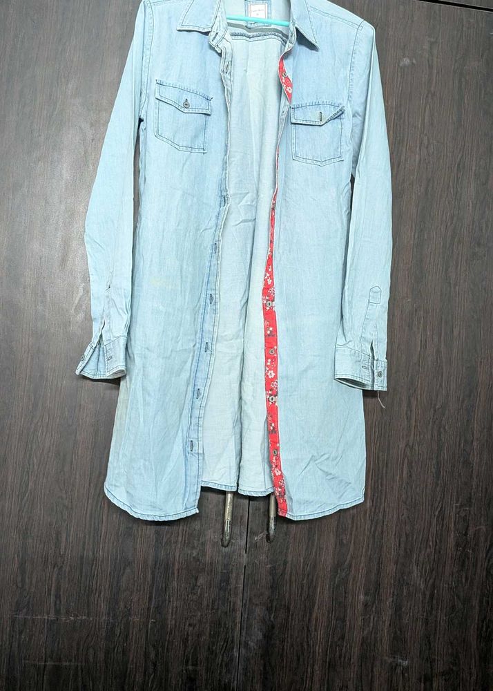 Light Wash Denim Shirt Dress