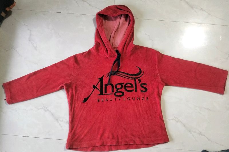 Soft Red Hoodie Top